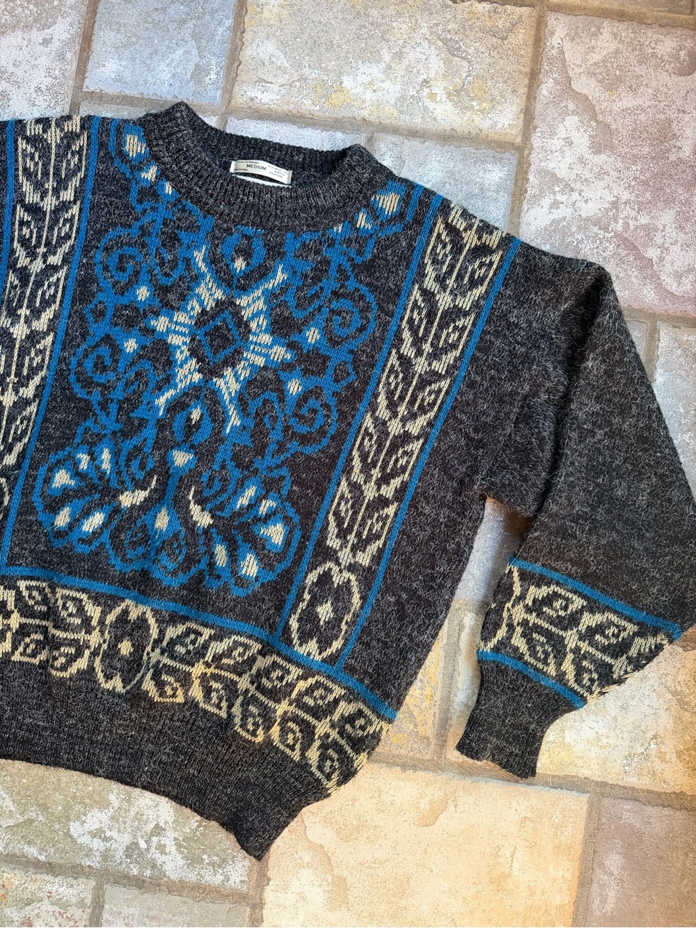 Vintage Uniform Code geometric knit sweater